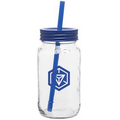 25 Oz. Blue Mason Jar W/Color Lid